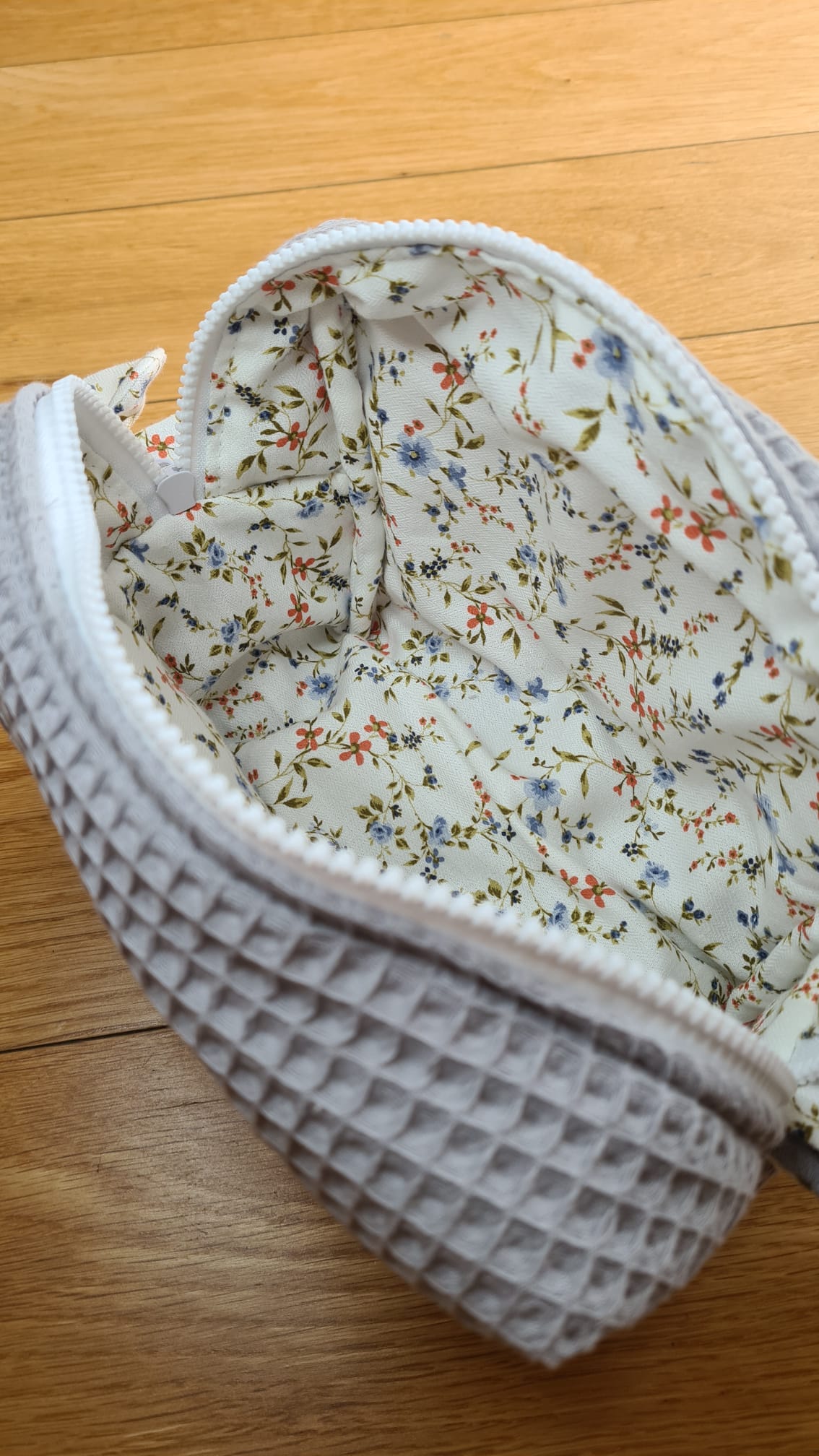 Bolsa wafle cinzenta